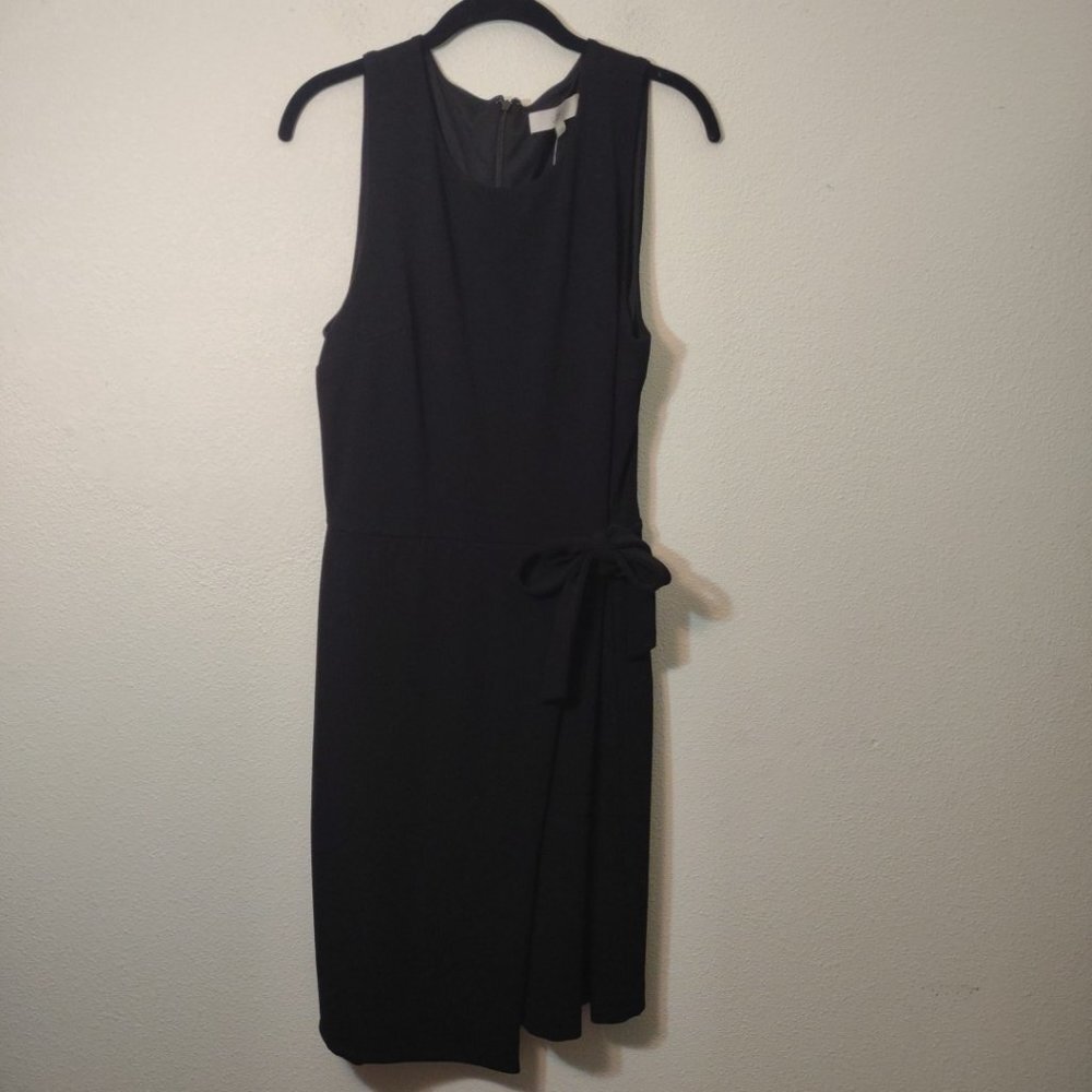 Loft Black Faux Wrap Sleeveless Dress NEW 8